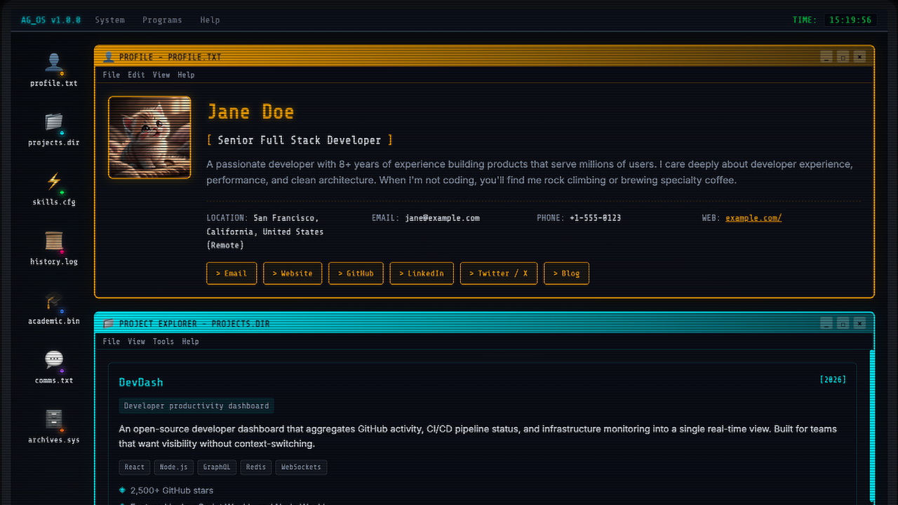 Retro theme screenshot