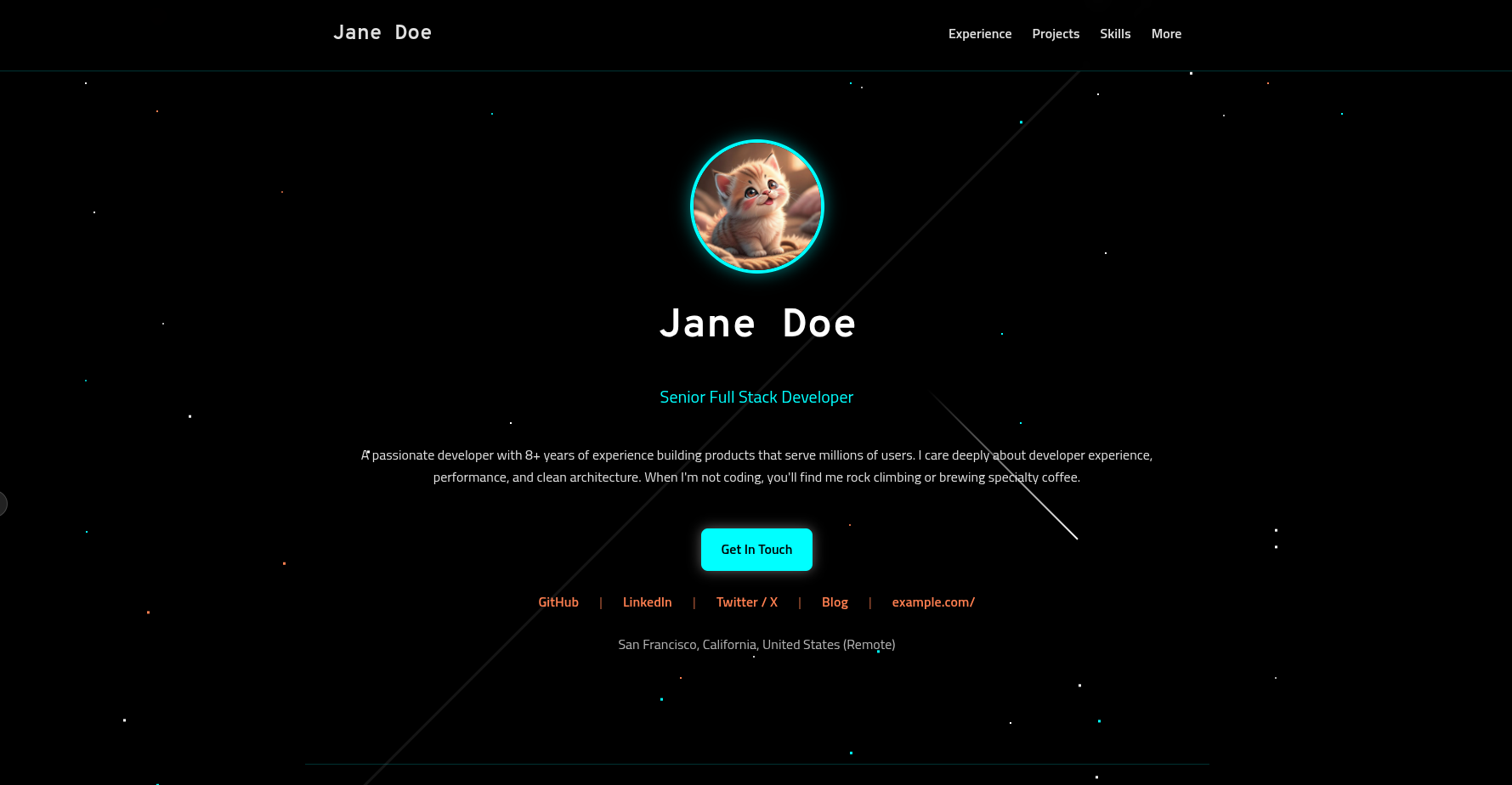 Space theme screenshot