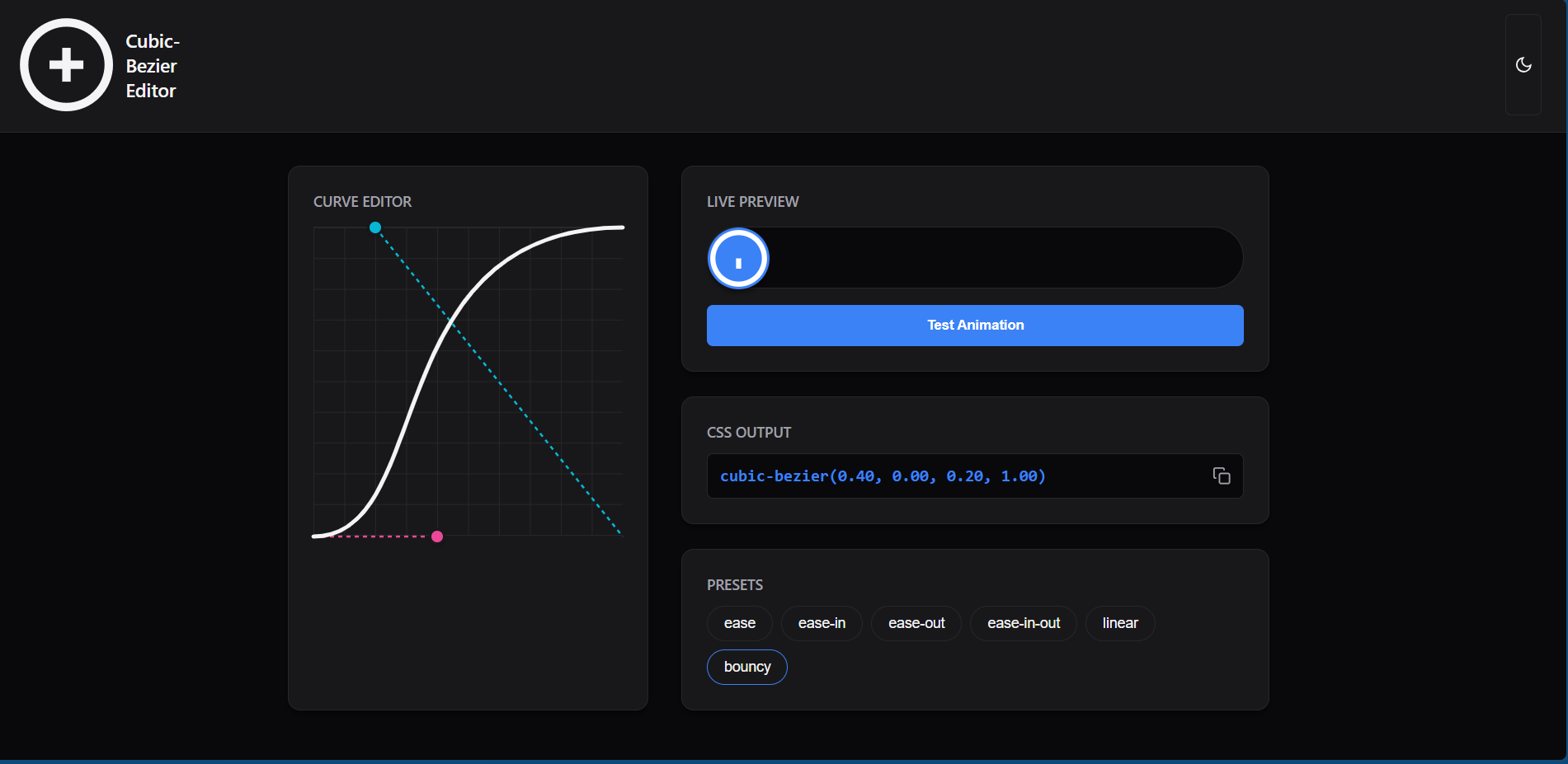 Animation Cubic-Bezier Editor