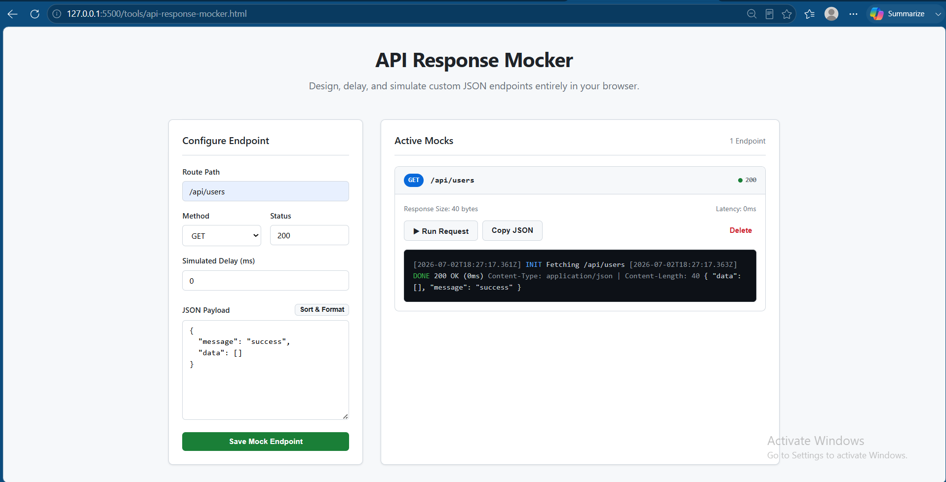 API Response Mocker