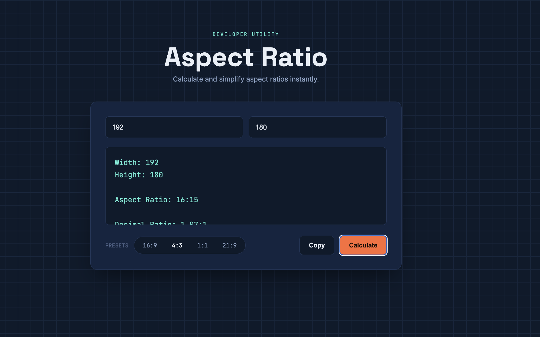 Aspect Ratio Calculator