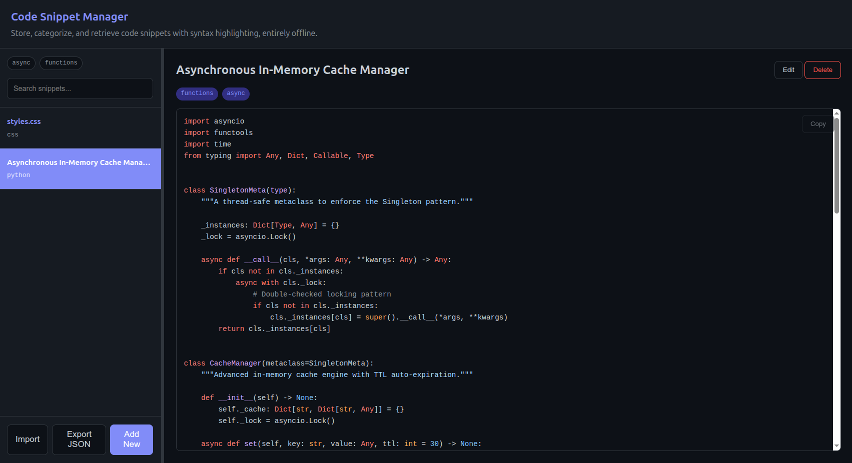 Code Snippet Manager