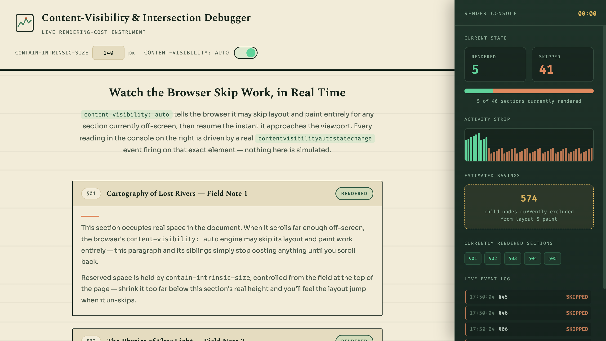 Content-Visibility & Intersection Debugger