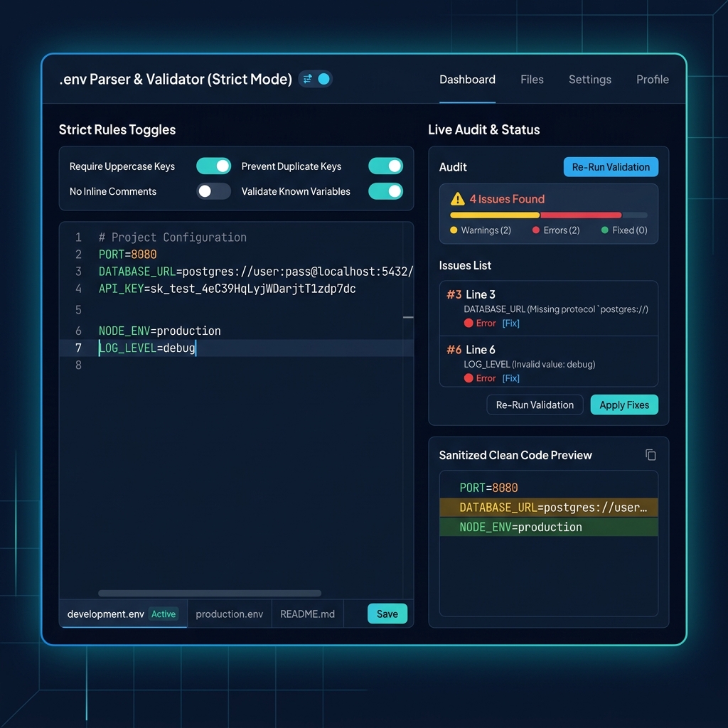 .env Parser & Validator (Strict Mode)