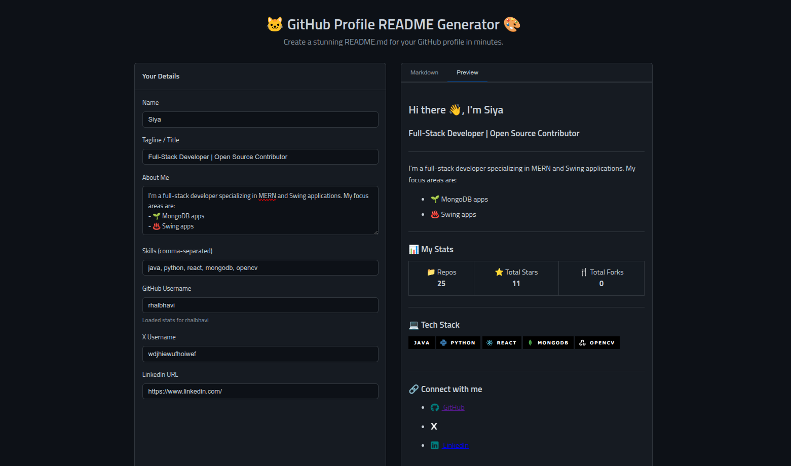 GitHub Profile README Generator