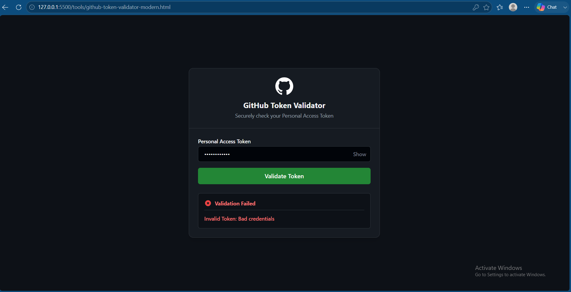 GitHub Token Validator GitHub Style