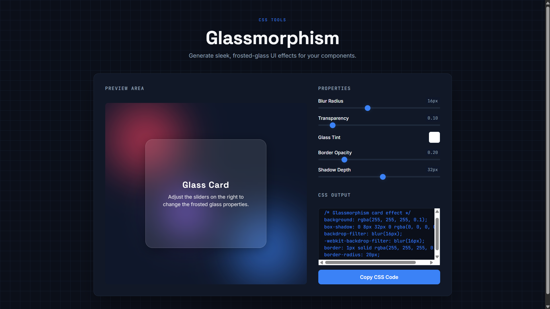 Glassmorphism Generator