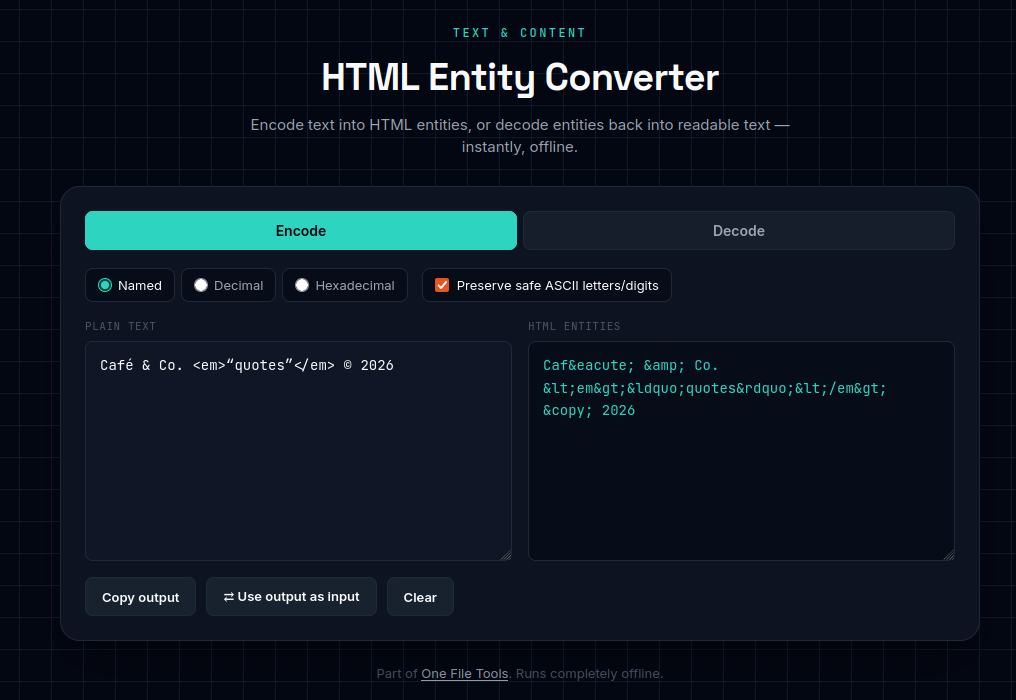 HTML Entity Converter