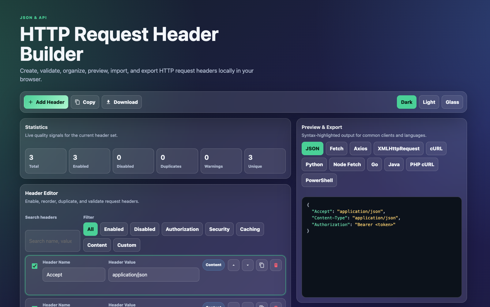 HTTP Request Header Builder