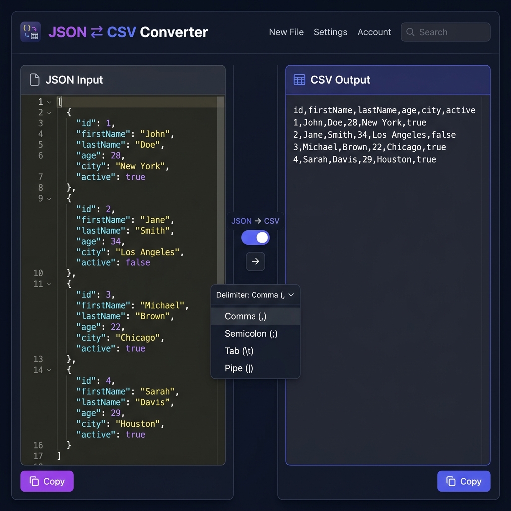 JSON to CSV Converter