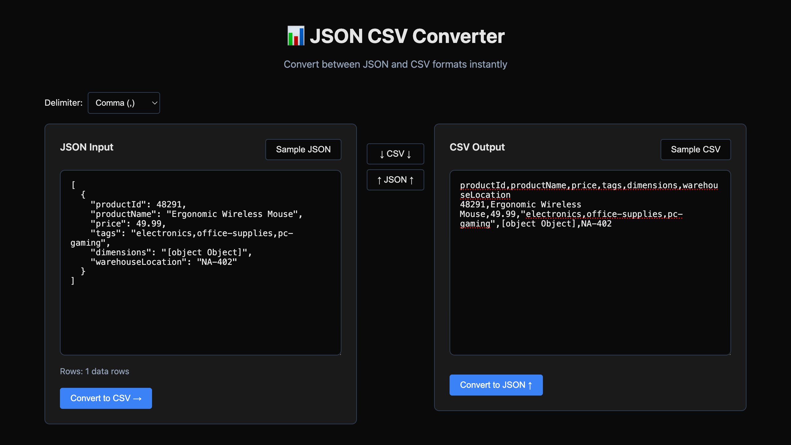 JSON CSV Converter