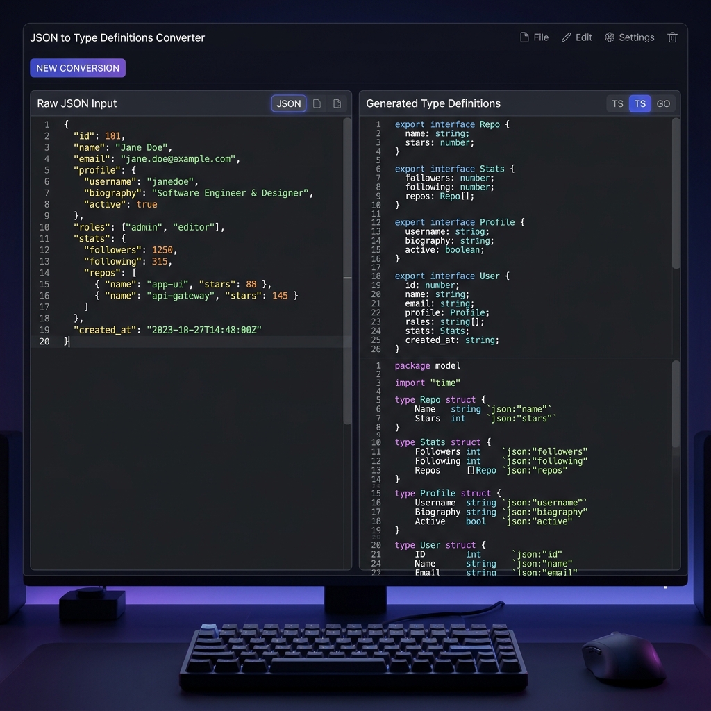 JSON to Type Definitions Converter