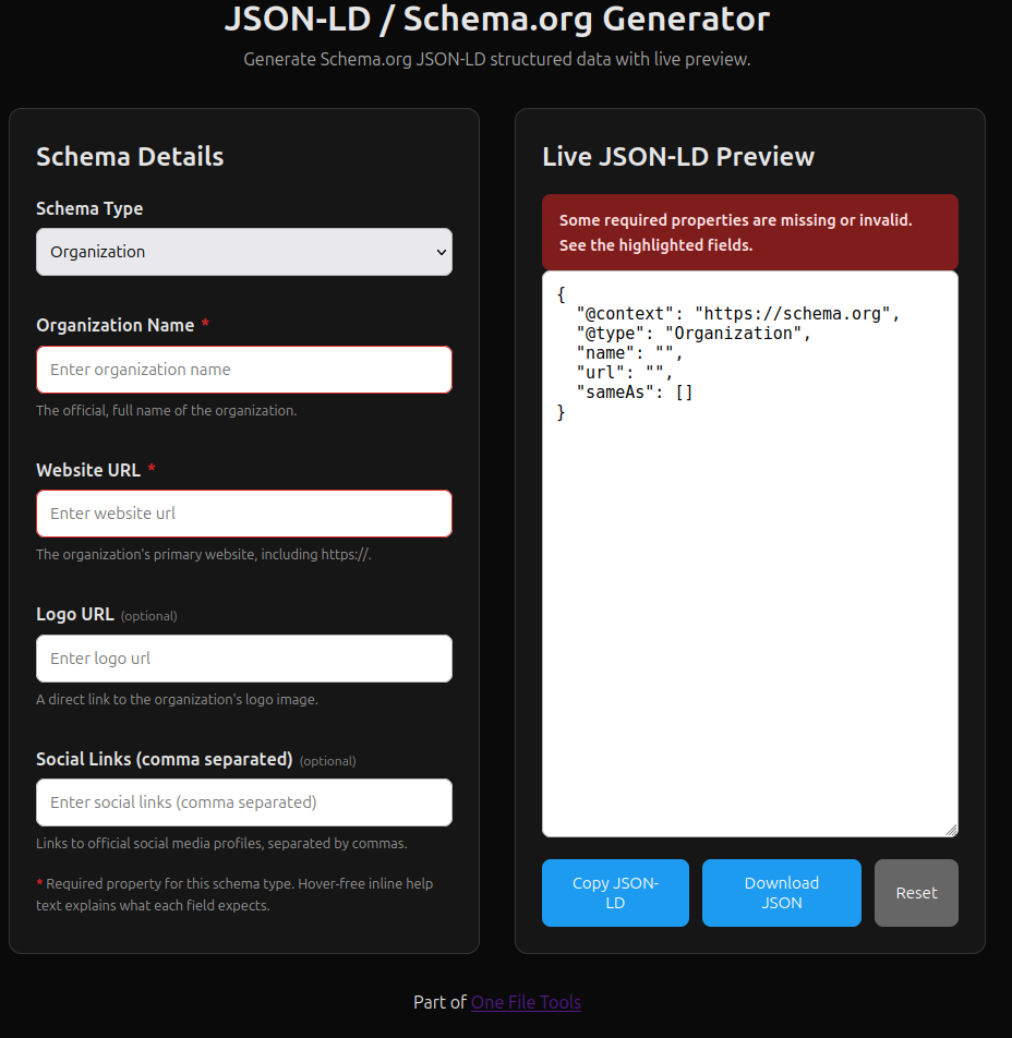 JSON-LD Schema.org Generator