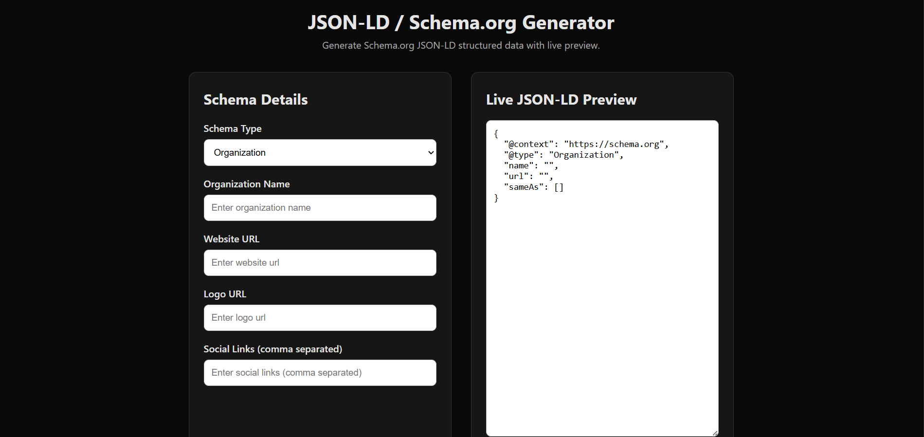 JSON-LD / Schema.org Generator