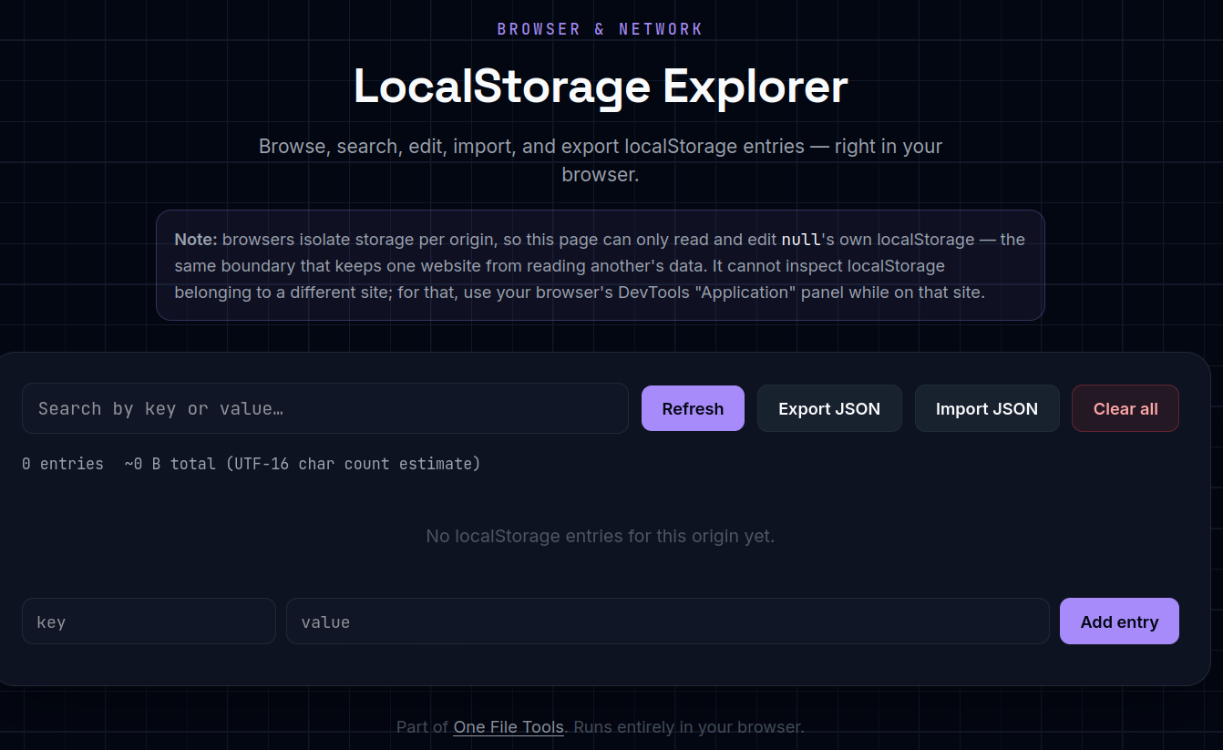 LocalStorage Explorer