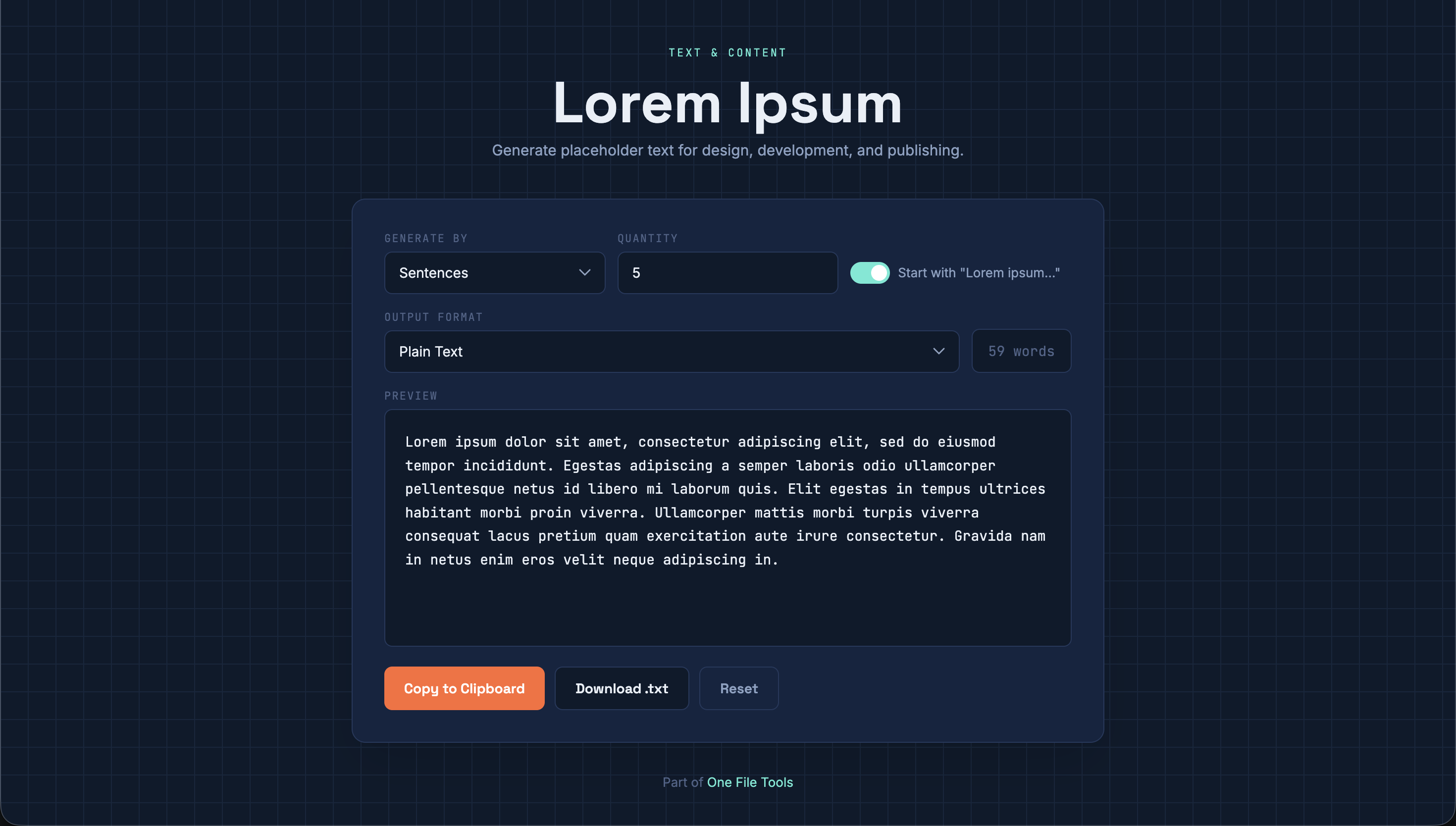 Lorem Ipsum Generator
