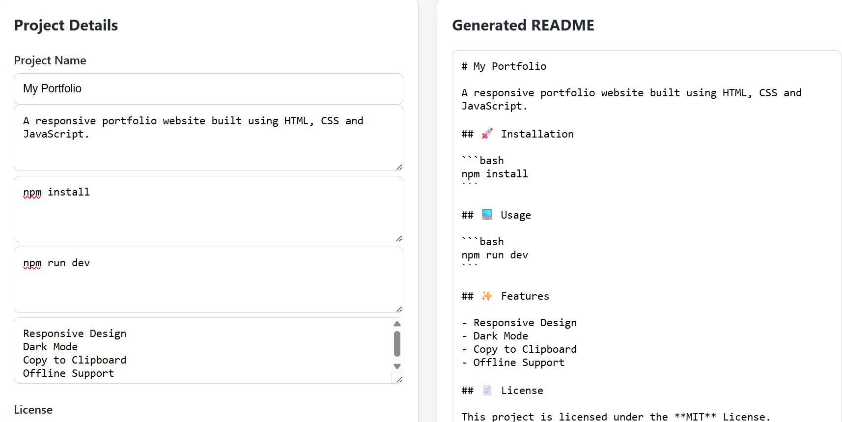 README Template Generator