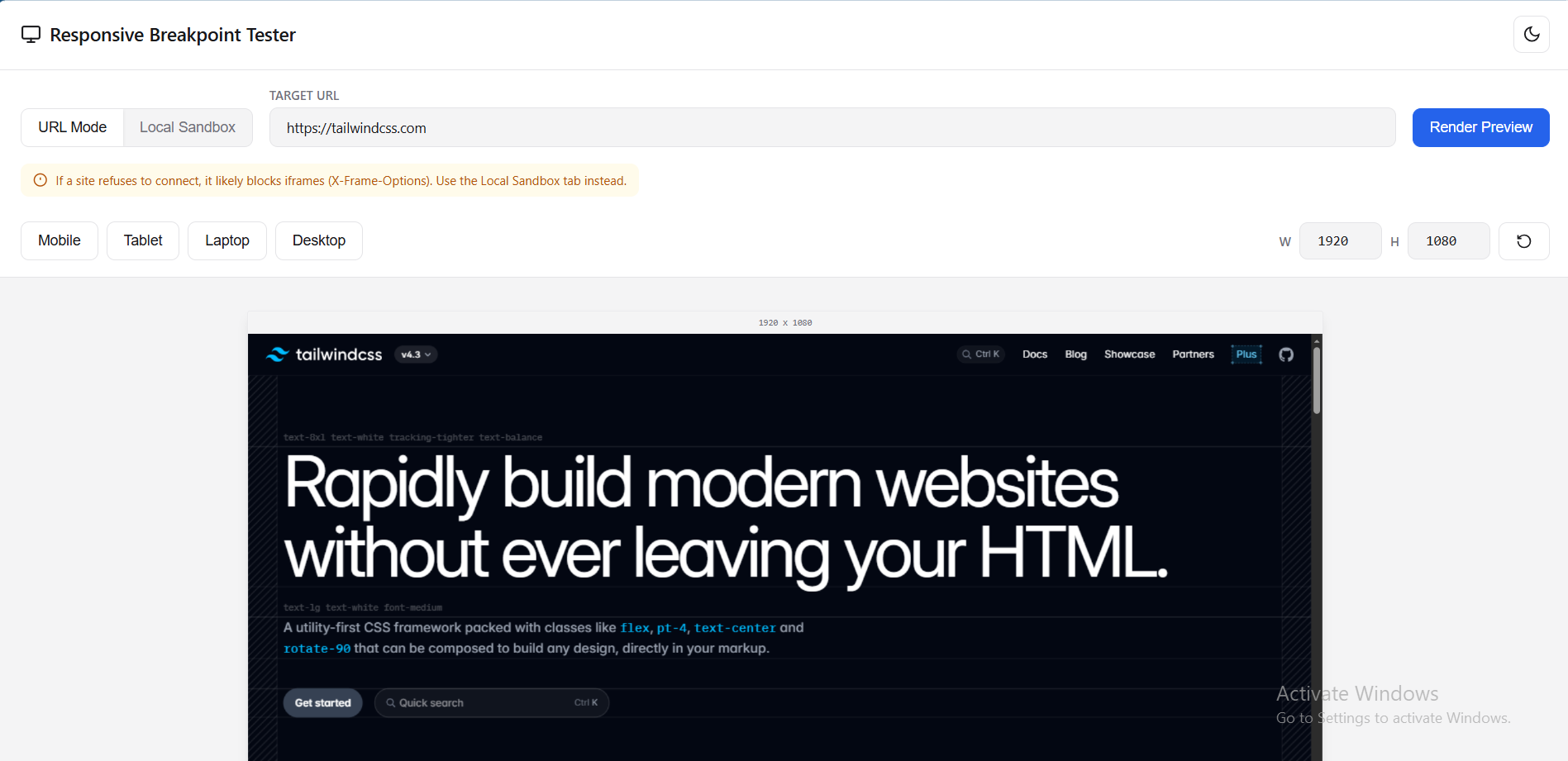 Responsive Breakpoint Tester