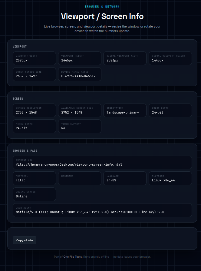 Viewport / Screen Info